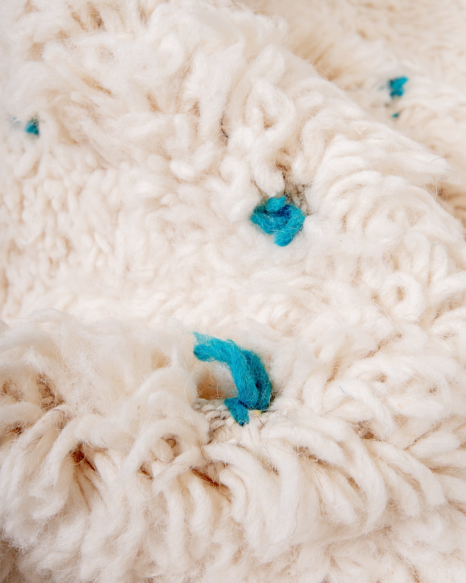 Modern, designer, handcrafted Berber rug from Morocco. Beniourain carpet with beautiful colours and patterns and fluffy wool texture.